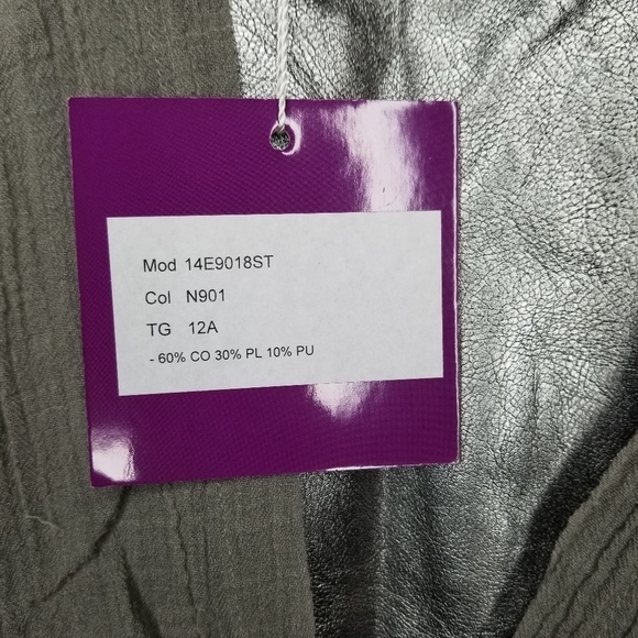 VALMAX ITALY Drop Waist Party Dress Silver Trim Crinkle Cotton Girls' 12Y Formal - Picture 11 of 15